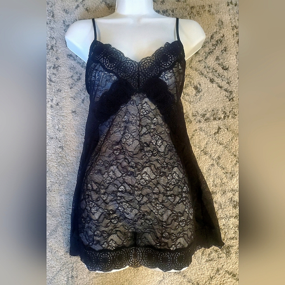Victoria's Secret Elegant Black Lace Chemise S